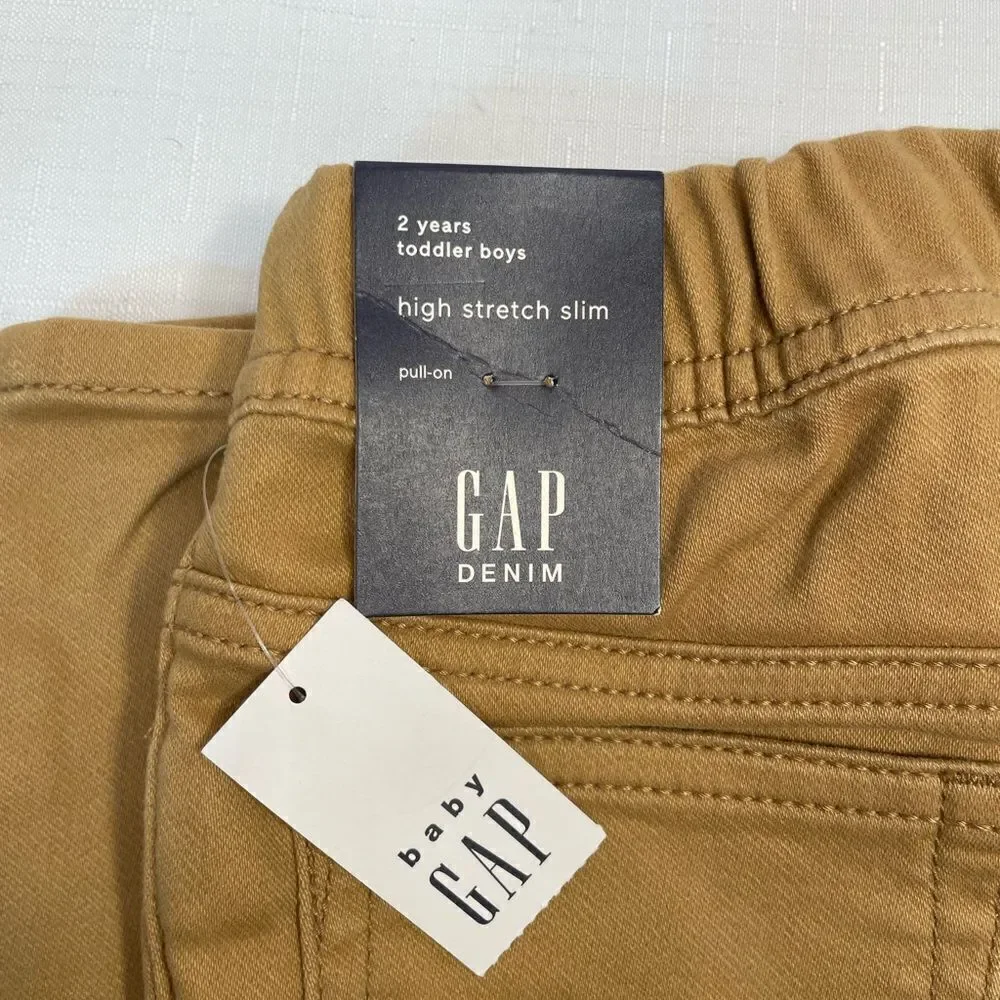 TAN HIGH STRETCH SLIM GAP DENIM PULL ON PANTS SIZE 2T NWT